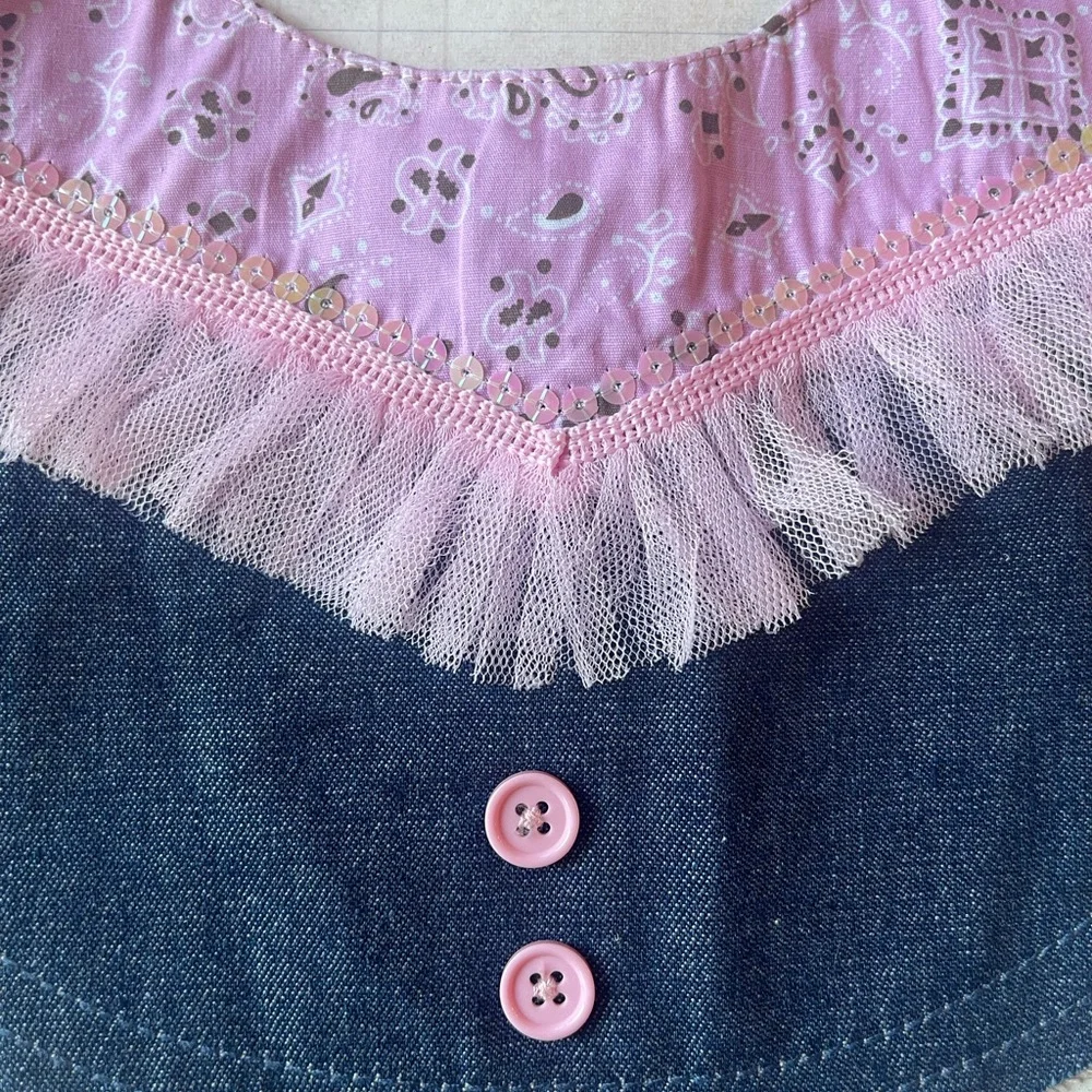 Mud Pie Pink & Blue Bib Wild West Girlie Cowgirl Bib